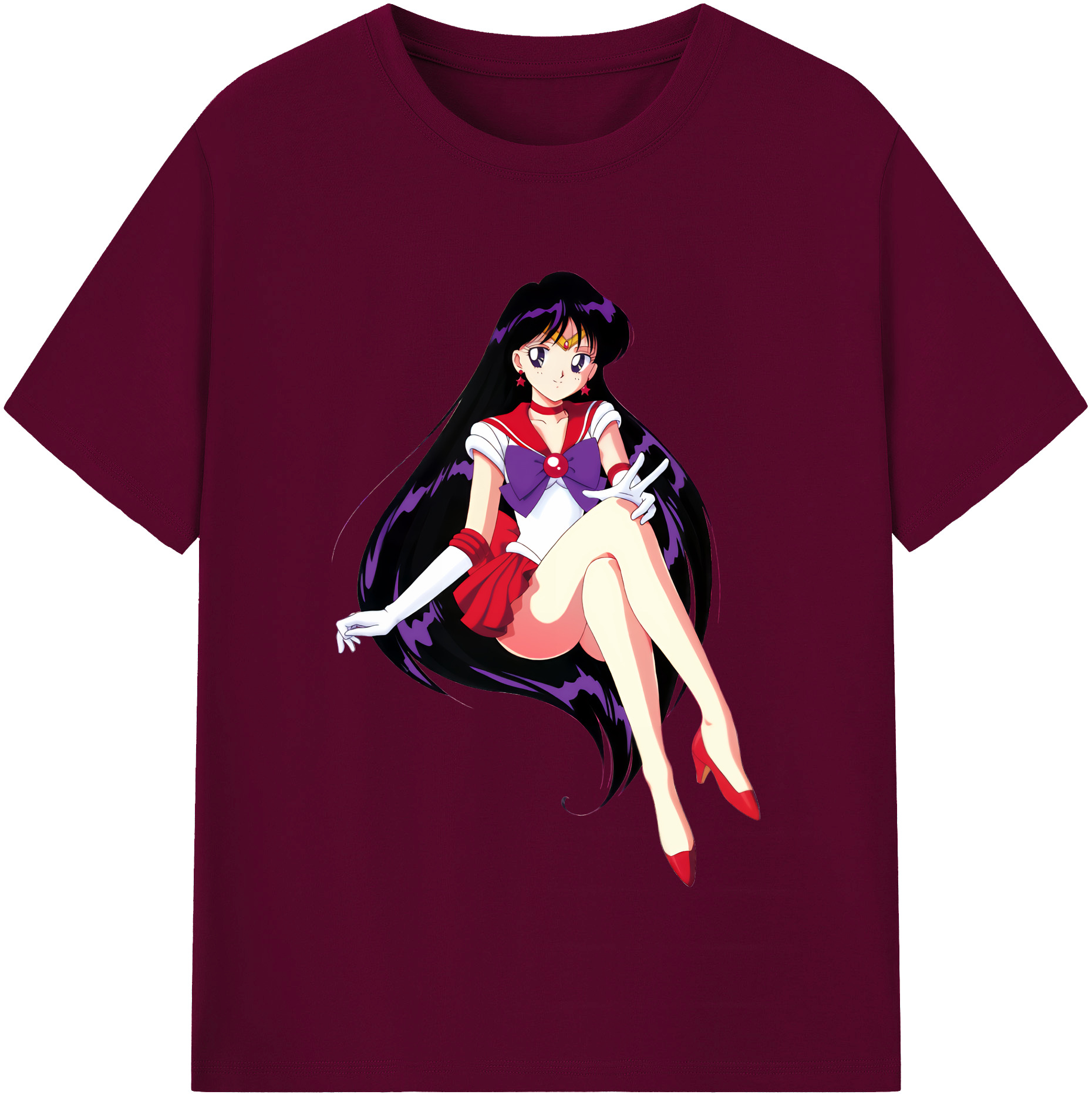 （画像用） 美少女戦士セーラームーン 火野レイ ひの レイ Sailor Moon Hino Rei （セーラーマーズ,Sailor Mars） レディースカジュアルプリントTシャツ（綿100％）